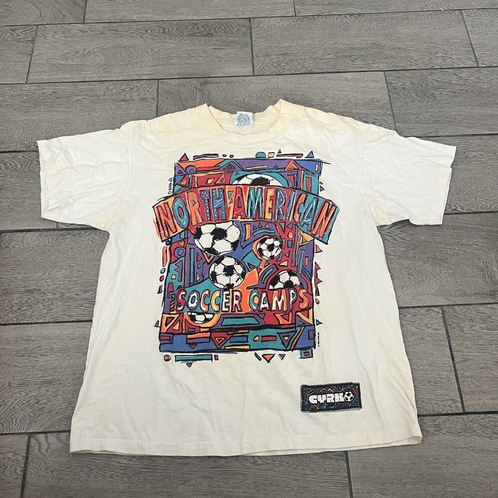 Vintage Soccer T-Shirt North America Soccer Camps Size Large 1995 (007)